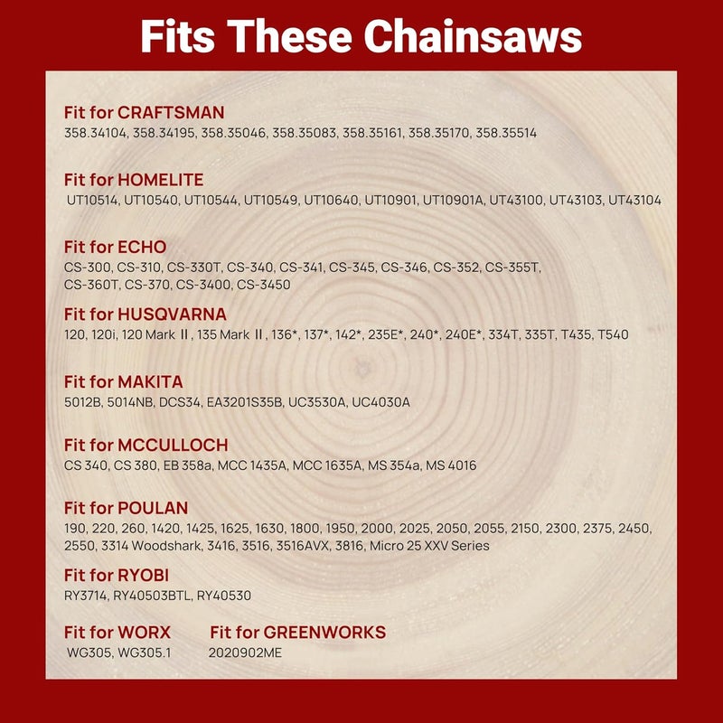 PETOX 3-Pack 14 Inch Chainsaw Chain 52 Drive Links, 3/8" Pitch, 0.050" Gauge, Fit for Craftsman, Ryobi, Greenworks, Earthwise, Makita, Poulan, Husqvarna Chainsaws and More - Image 5